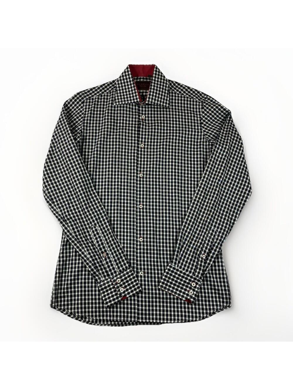 Gemelli Men's Made in Italy Size 38 15 Gingham Dress Shirt Italian Cotton Plaid